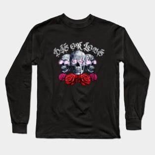 skull with rose flowers t shirt Long Sleeve T-Shirt